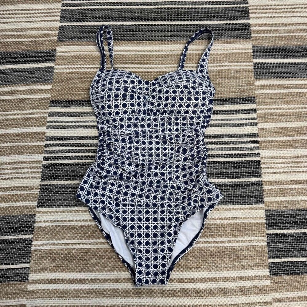 Bond-Eye Australia‎ Women's One-Piece Swimsuit Geometric Navy Size US 8 D/DD